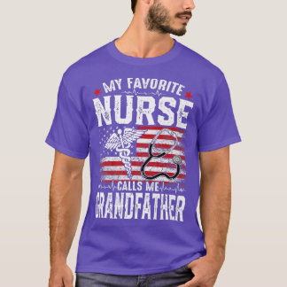 Retro My Favorite Nurse Calls Me Grandfather US Fl T-Shirt