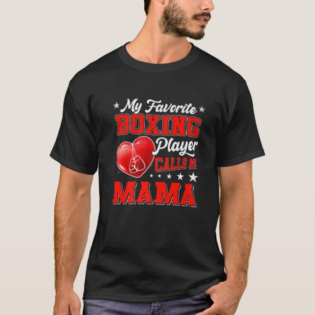 Retro My Favourite Boxing Player Calls Me Mama T-Shirt (Front)