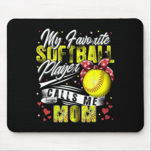 Retro My Favourite Softball Player Calls Me Mum Mo Mouse Pad