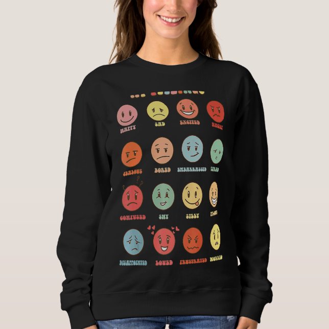 Retro My Feelings Emotion Faces Mental Health Matt Sweatshirt (Front)