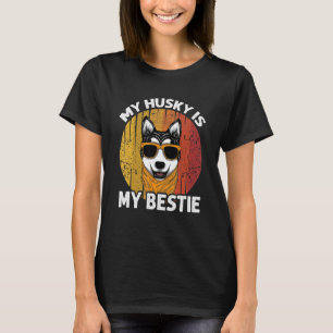 Retro My Husky Is My Bestie Vintage Huskies Dog T-Shirt
