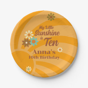 Retro My Little Sunshine daisy 10th birthday Paper Plate