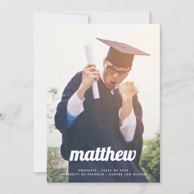 RETRO MY NAME IS University Two Photo LAW GRAD Announcement (Front)