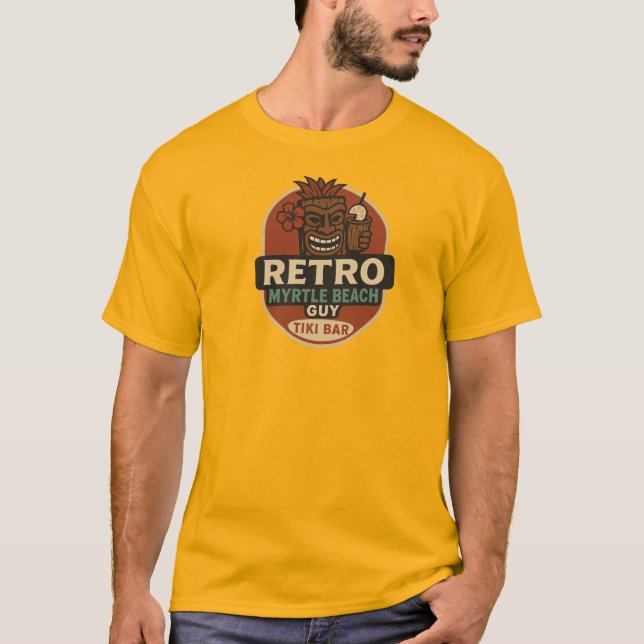 Retro Myrtle Beach Guy Tiki Bar T-Shirt (Front)