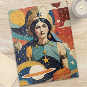 Retro Mystical Celestial Star Goddess Jigsaw Puzzle