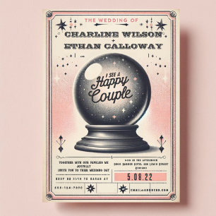 Retro mystical magic ball sphere funny wedding invitation