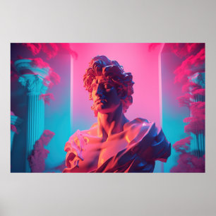 Retro Mythos: Vaporwave Homage to Greek Mythology Poster