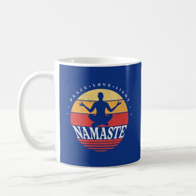 Retro Namaste, yoga pose Coffee Mug (Left)