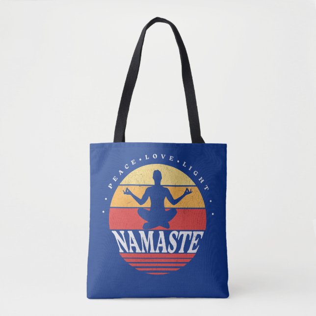 Retro Namaste, yoga pose Tote Bag (Front)