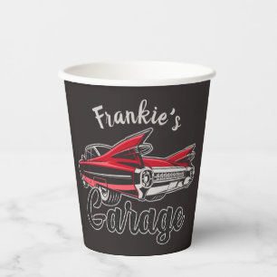 Retro NAME Red Caddy Vintage Classic Car Garage Paper Cups