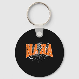 Retro Nana Lightning Bolt Halloween Spider Web Fal Key Ring