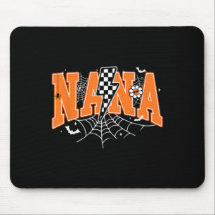 Retro Nana Lightning Bolt Halloween Spider Web Fal Mouse Pad