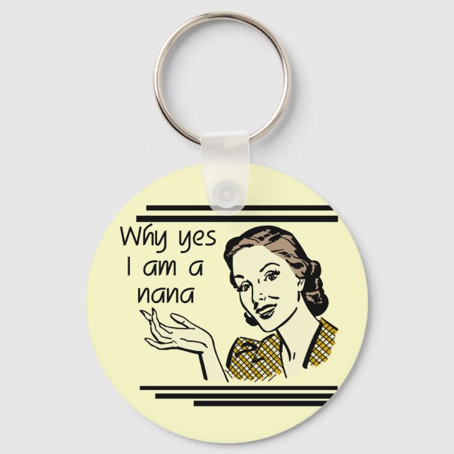 Retro Nana T-shirts and Gifts Key Ring (Front)