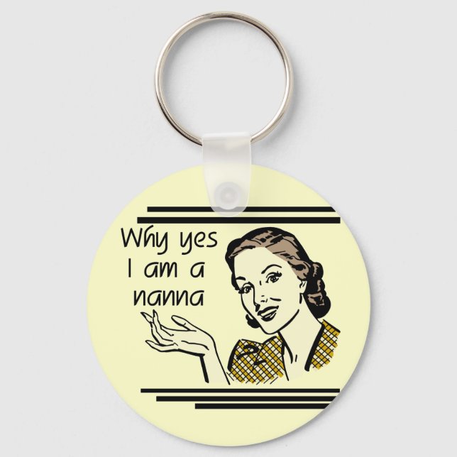 Retro Nanna T-shirts and Gifts Key Ring (Front)