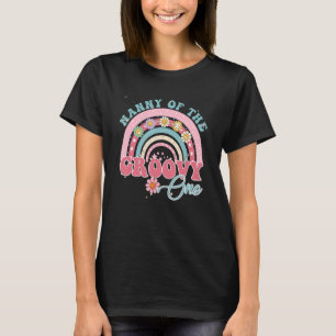 Retro Nanny Of Groovy One Matching Family 1st Birt T-Shirt