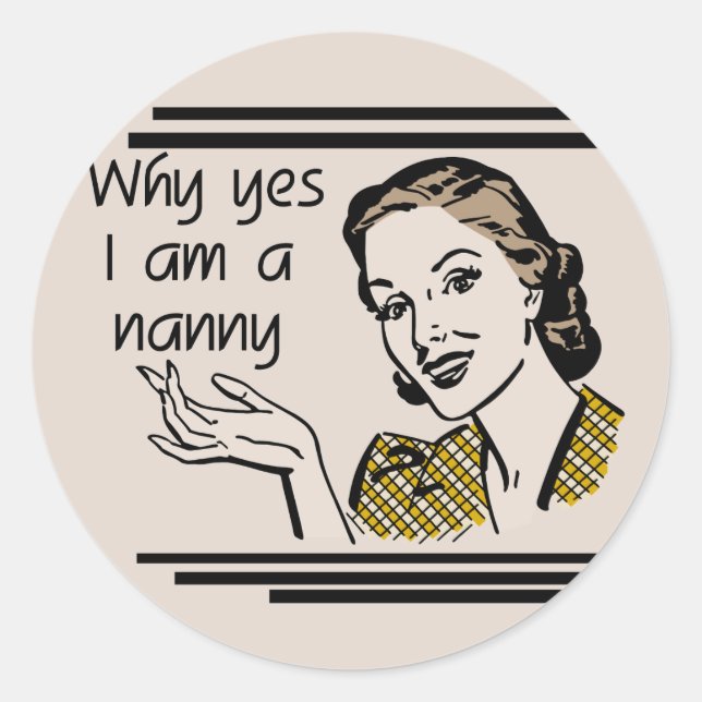Retro Nanny T-shirts and Gifts Classic Round Sticker (Front)