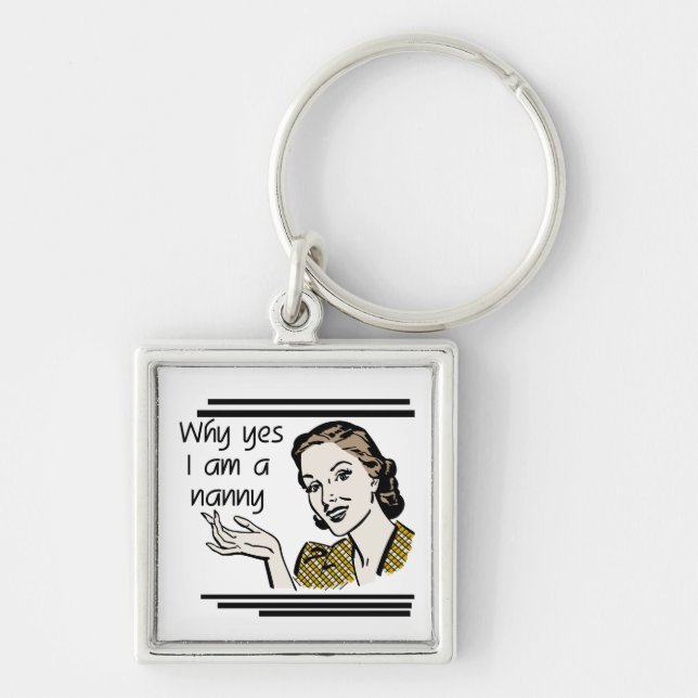 Retro Nanny T-shirts and Gifts Key Ring (Front)