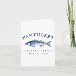 Retro Nantucket Machusetts Fishing Card