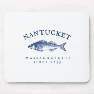Retro Nantucket Machusetts Fishing  Mouse Pad