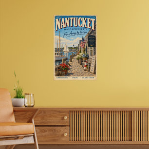 Retro Nantucket Massachusetts Travel Poster Coast