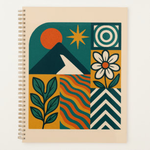 Retro Nature Abstract Art–Modern Geometric Floral Planner