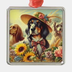 Retro Nature Dogs Metal Ornament