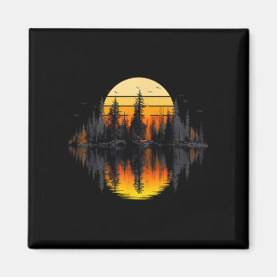 Retro nature trees reflection sunset forest magnet