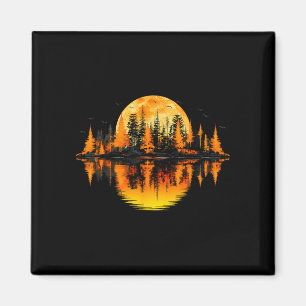 Retro nature trees reflection sunset forest magnet