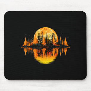 Retro nature trees reflection sunset forest mouse pad
