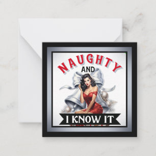 Retro Naughty and I know it Christmas Pinup Card