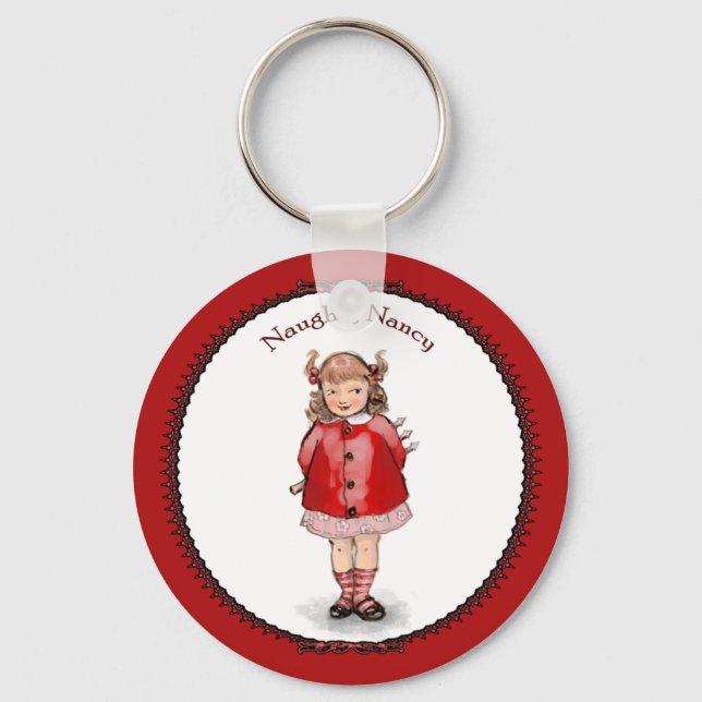 Retro Naughty Nancy Key Ring (Front)