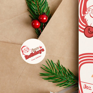 Retro naughty Santa Claus Classic Round Sticker