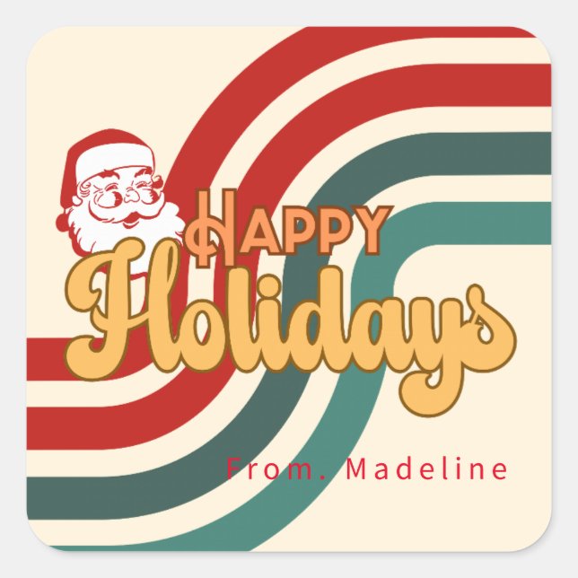 Retro naughty Santa Claus Square Sticker (Front)