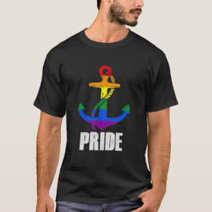 Retro Nautical Anchor Rainbow Lgbt Pride Gay Sailo T-Shirt