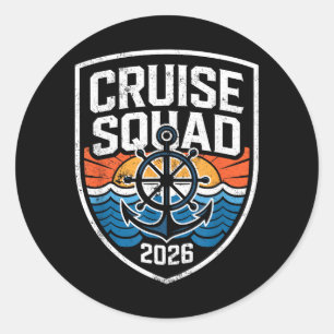 Retro Nautical Cruise Squad 2026 Matching Family Classic Round Sticker