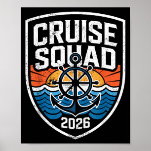 Retro Nautical Cruise Squad 2026 Matching Family Poster