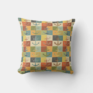 Retro Nautical Modern Anchor Pattern Cushion