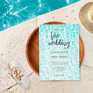 Retro Nautical Summer Blue Ocean Wedding Invitation