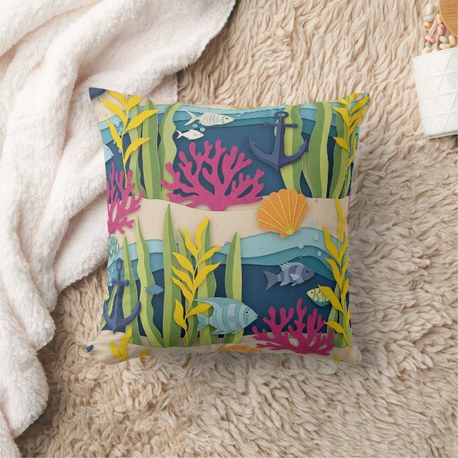 Retro Nautical Watercolor Pattern (10) Cushion (Blanket)