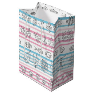 Retro Nautical Watercolor Pattern (12) Medium Gift Bag
