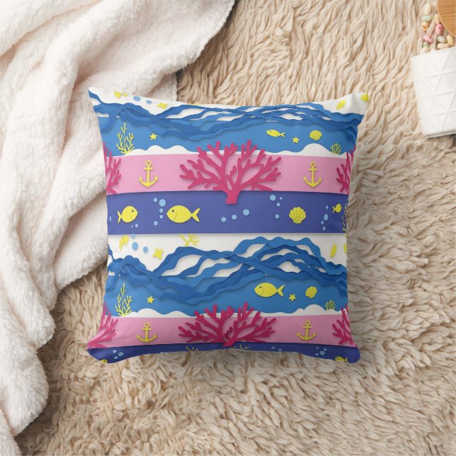 Retro Nautical Watercolor Pattern (13) Cushion (Blanket)