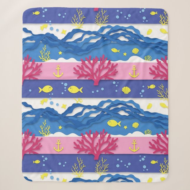 Retro Nautical Watercolor Pattern (13) Sherpa Blanket (Front)