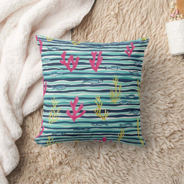 Retro Nautical Watercolor Pattern (1) Cushion (Blanket)