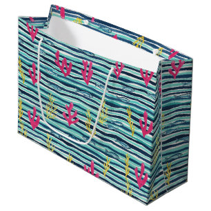 Retro Nautical Watercolor Pattern (1) Large Gift Bag