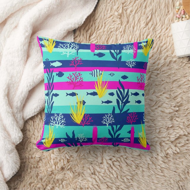 Retro Nautical Watercolor Pattern (5) Cushion (Blanket)