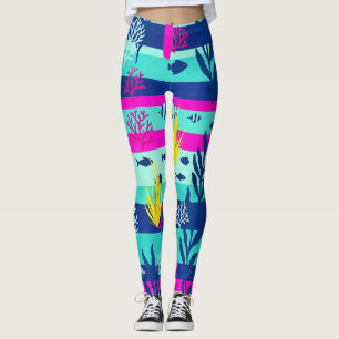 Retro Nautical Watercolor Pattern (5) Leggings