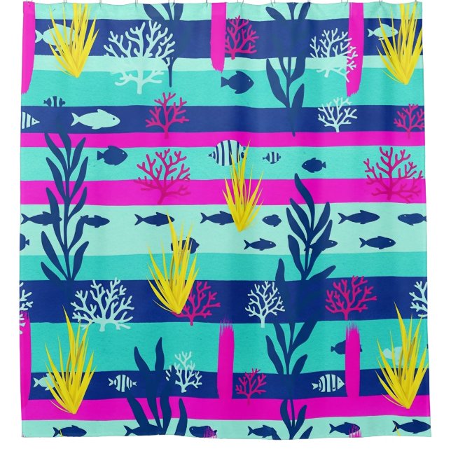Retro Nautical Watercolor Pattern (5) Shower Curtain (Front)