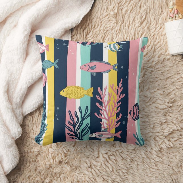 Retro Nautical Watercolor Pattern (7) Cushion (Blanket)
