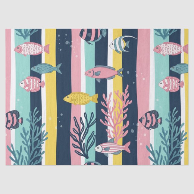 Retro Nautical Watercolor Pattern (7) Tissue Paper (Front)