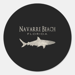 Retro Navarre Beach Fl Shark  Classic Round Sticker